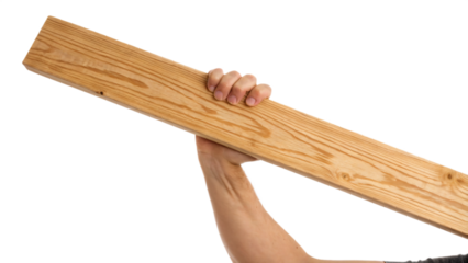 carpenter holding wooden plank