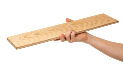 carpenter holding wooden plank