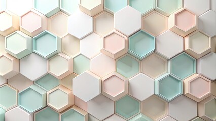 Abstract Pastel Hexagon Pattern Background Geometric Shapes in Soft Colors