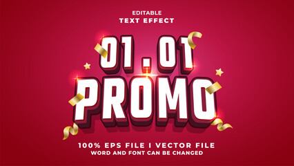editable 3d 01 01 promo bold text effect.typhography logo