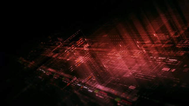 Futuristic network simulation blending AI, quantum physics, and deep learning, with a particle matrix analyzing data in a sleek, HUD-style interface