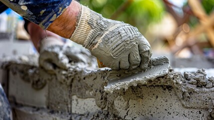 Working with steady hands the masons smoothly glide their trowels over the mortar creating a seamless finish on the masonry.