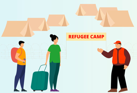 Refugee Camp Concept Illustration Stylish and Beautiful