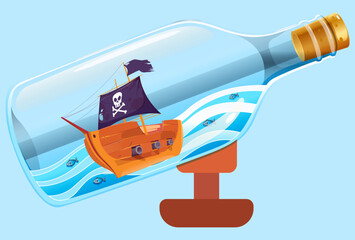 Ship In A Bottle Concept Illustration Stylish and Beatiful