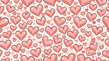 Charming hearts pattern in shades of pink on a soft background creating a romantic and playful atmosphere