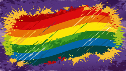 Fototapeta premium Vibrant grunge LGBT pride flag showcasing colorful stripes and abstract design for celebration and awareness