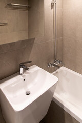 the interior of the bathroom in the apartment