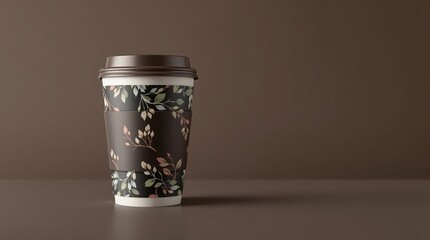 Coffee cup sleeve mockup with customizable design, showcasing intricate patterns and vibrant colors, hyperrealistic 4K photo with soft lighting