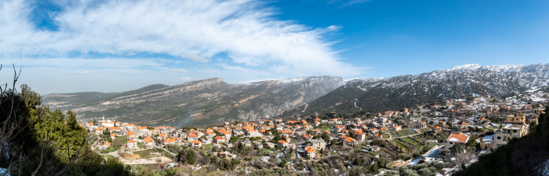 Douma Village in Winter on a Cloudy day, Lebanon