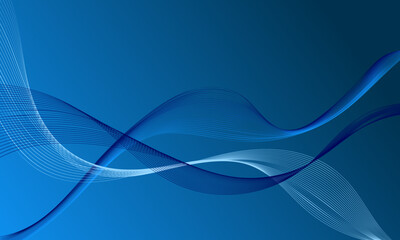 blue smooth lines wave curves on soft gradient abstract background