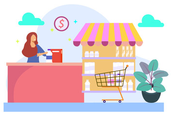Naklejka premium Retail Concept Illustration Stylish and Beatiful