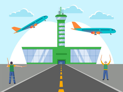 Control Tower Concept Illustration Stylish and Beautiful