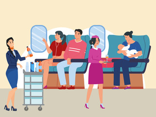 Obraz premium Airplane Food Trolley Concept Illustration Stylish and Beautiful
