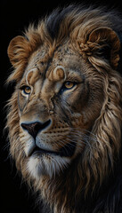 Fototapeta premium Detailed Wildlife Photography Featuring Majestic Lion and Full Mane Photography