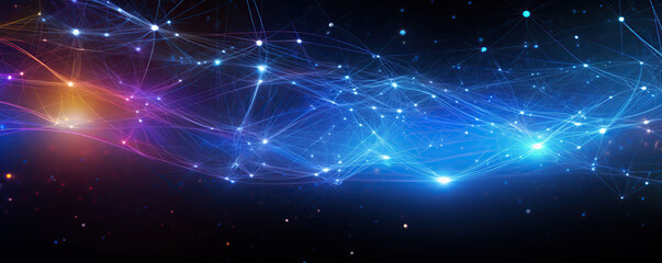 Obraz premium Colorful abstract light trails create a vibrant digital landscape with a cosmic feel during a night setting