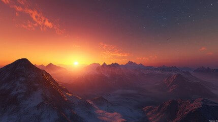 A breathtaking sunrise over mountains, symbolizing new beginnings and the limitless potential that each day holds