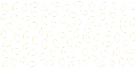 Seamless pattern of gold gradient outline leaves on white or transparent background. Minimalistic nature-inspired design for wallpaper or fabric.