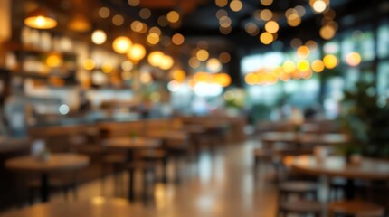 Fototapeta premium Blurry view of a bustling supermarket aisle in a modern shopping mall, vibrant shelves with products, hyperrealistic 4K photo