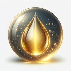 Fototapeta premium Golden Liquid Droplet Isolated on Clean White Background – Minimalist Macro Photography