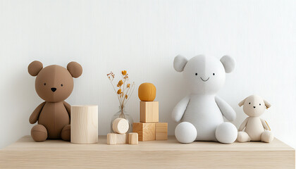 Cozy newborn baby room with adorable toys minimalist design soft colors natural light serene atmosphere