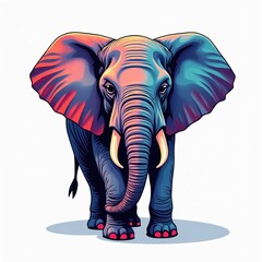 A colorful artistic elephant clipart with vibrant hues and detailed design.