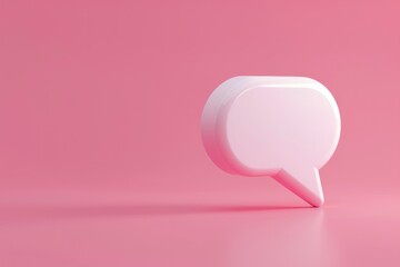 3D Speech Bubble. Communication Symbol with White Speech Bubble on Pink Background