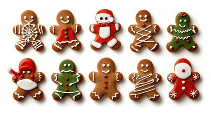 Fototapeta premium Design gingerbread men cookies with detailed frosting, representing different holiday characters