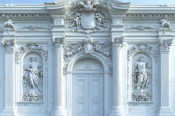Obraz premium Majestic Baroque Building Facade with Intricate Sculptures
