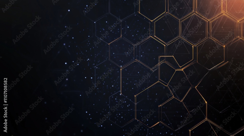 Poster a dark digital background with glowing data streams, subtle hexagonal patterns, and light effects.