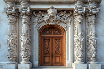 Obraz premium Ornate Baroque Doorway with Intricate Carvings and Columns