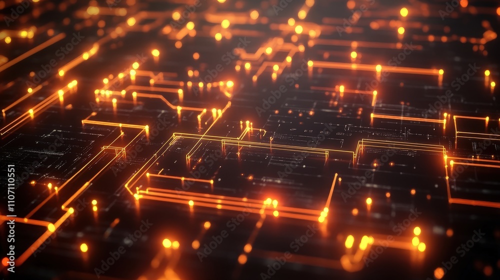 Poster a digital background with a network of interconnected nodes and glowing lines