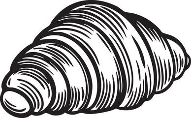 Classic Croissant Line Drawing Vector Illustration.