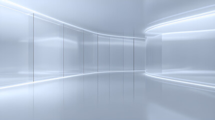 Fototapeta premium Futuristic Technology Corridor White Minimalist Interior Design Background
