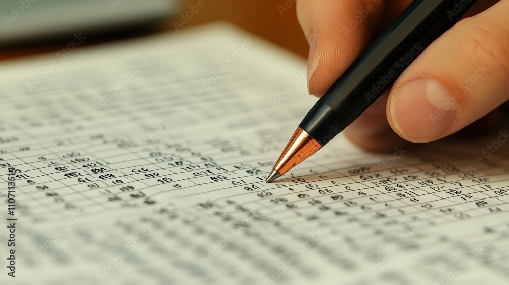Poster a financial analyst working on spreadsheets filled with numbers and calculations.