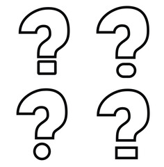 Cute cartoon vector set of question marks outline.