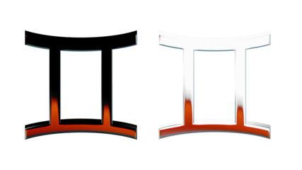 3D render Gemini zodiac sign symbol colored glass icon with transparent background PNG