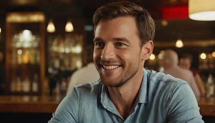 Obraz premium Portrait of Handsome man in coffee shop