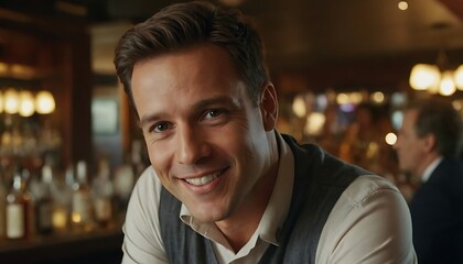 Fototapeta premium Portrait of Handsome man in coffee shop
