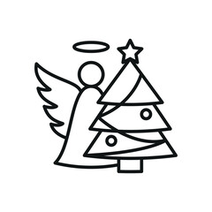 Christmas angel icon a peaceful and detailed vector illustration perfect for winter celebrations, church events, or any design that embodies holiday joy and divine beauty