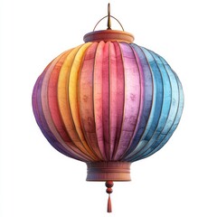 Obraz premium Colorful Traditional Lantern with Gradient Shades of Pink, Blue, and Orange, Perfect for Celebrations, Festivals, and Cultural Events, Illuminating Evening Gatherings