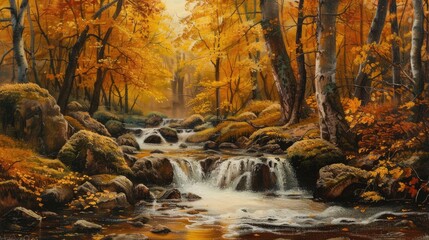 Stream in the autumn woodland