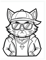 Hip Hop Cat Coloring Pages