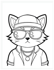 Hip Hop Cat Coloring Pages