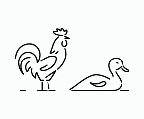 Obraz premium Elegant Outline Bird Silhouettes Vector Template