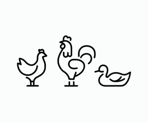 Elegant Line Poultry Silhouettes Vector Template