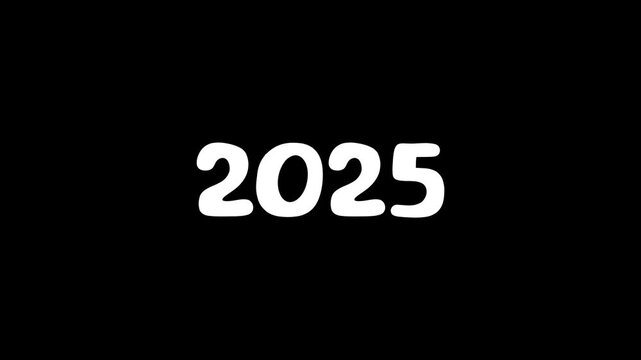 2025 YEAR text on black background. hew year.
