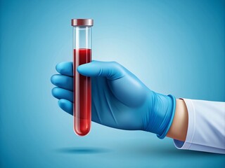 A medical professional holds a glass tube containing a blood sample, essential for healthcare, lab testing, medical research, blood analysis, and essential medical supplies.