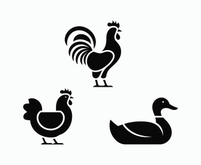 Fototapeta premium Minimal Poultry Silhouettes for Logo Desig