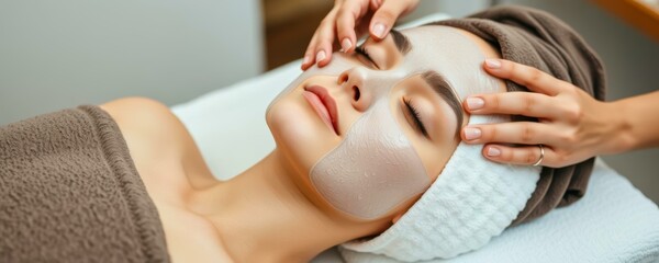Senior client receiving a hydrating facial cream application during a wellness session, promoting skincare, anti-aging care, and the luxurious experience of professional pampering