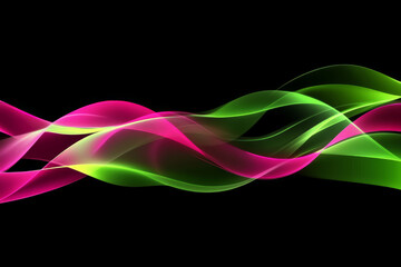 Naklejka premium Abstract glowing ribbon texture, dynamic neon green and pink waves twisting gracefully, futuristic and elegant